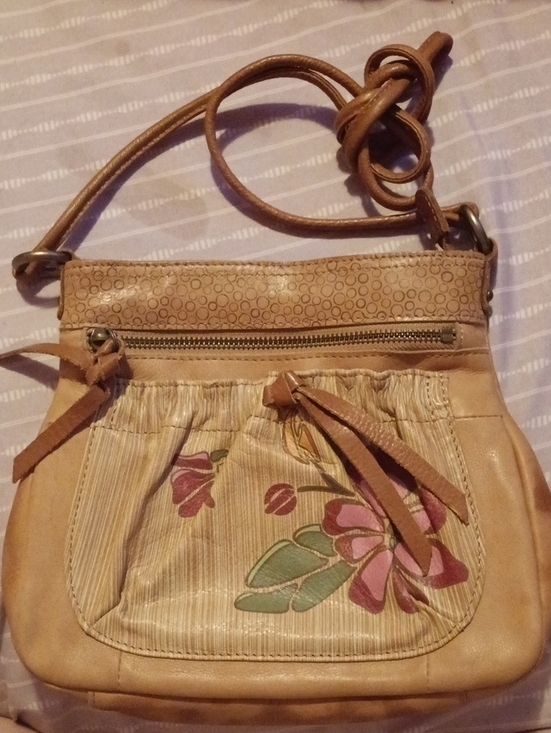 Fossil Handbags - Fossil Boho Women’s Floral Accent Crossbody Bag in Tan